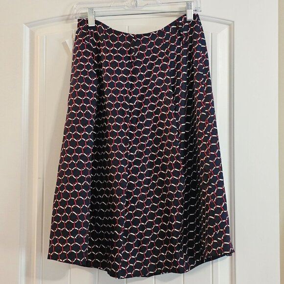 NWT Women's Talbots Pure Silk A-Line Skirt Lined Blue/Red/White Size‎ 4 - Picture 2 of 6